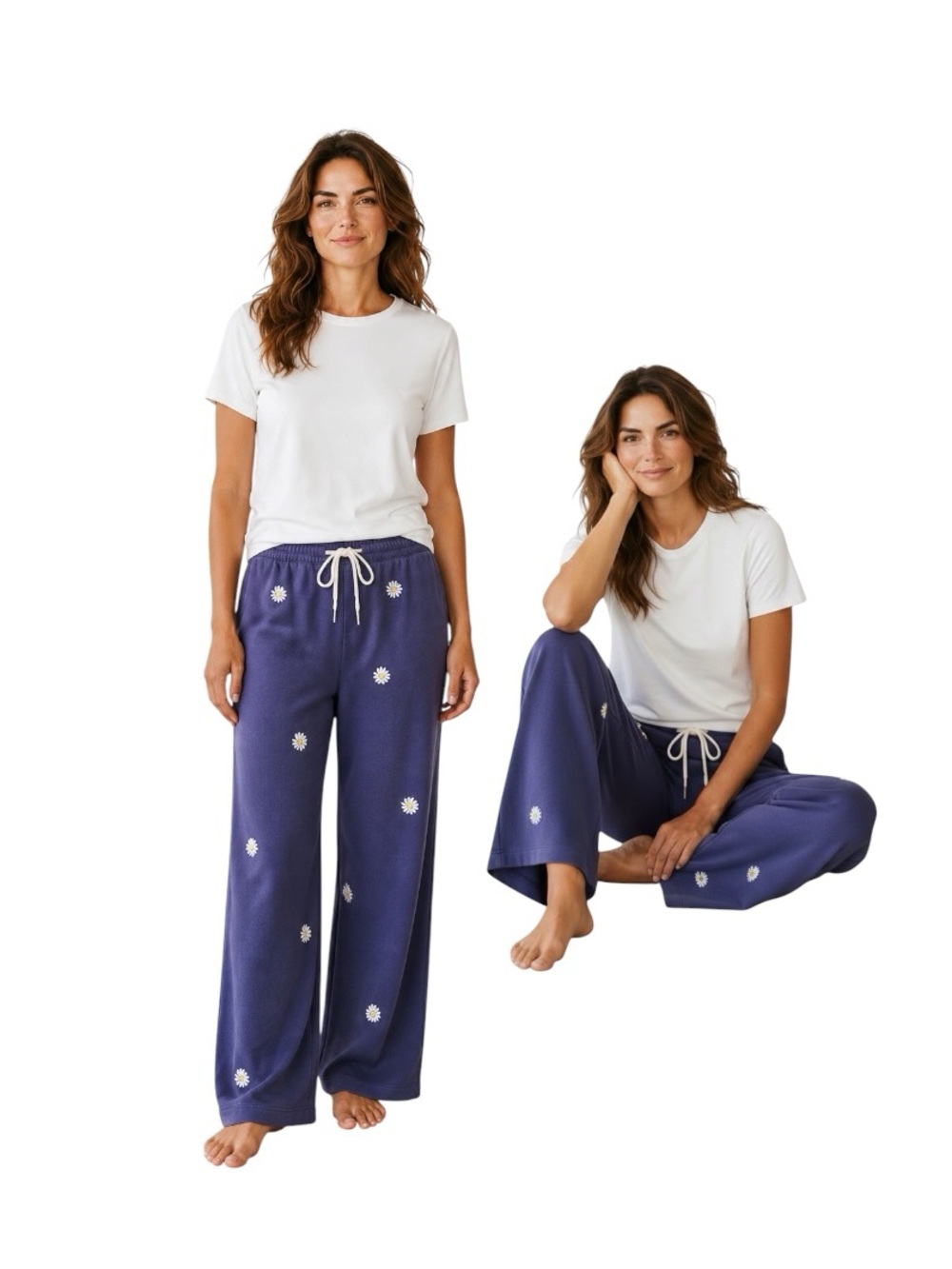 Free Assembly Cropped Sweatpants With White Daisies Embroidery